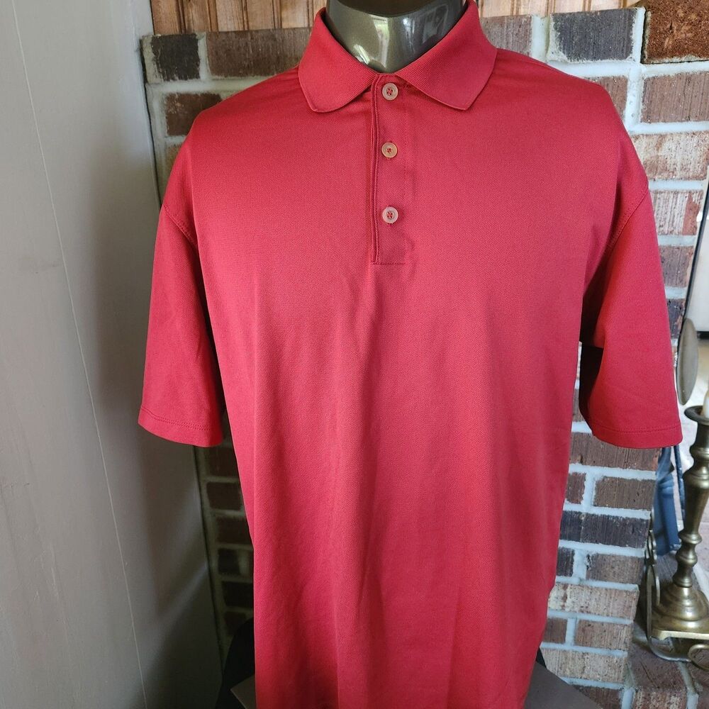 Nike Golf Mens Brick Red Dri Fit Short Sleeve Athletic Polo Straight Hem Large